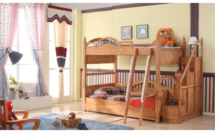 Roderik Solid Wood Bunk Bed with Stairs